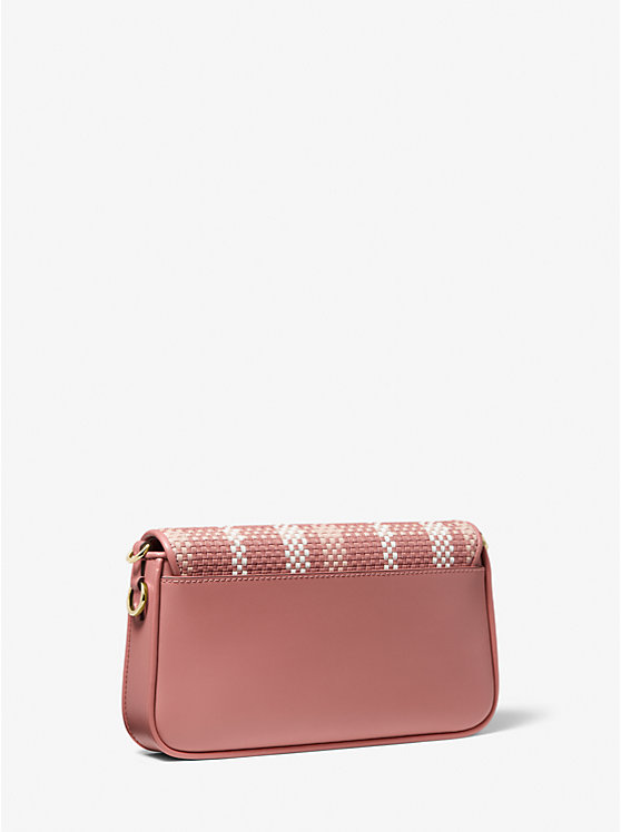 Michael Kors Bradshaw Small Woven Leather Convertible Women Shoulder Bag ROSE MULTI | USAAHS1181