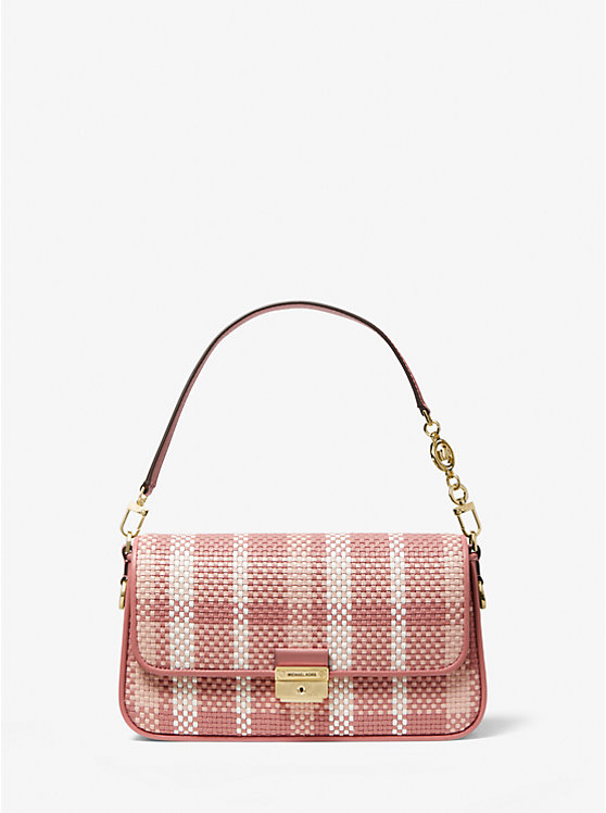 Michael Kors Bradshaw Small Woven Leather Convertible Women Shoulder Bag ROSE MULTI | USAAHS1181