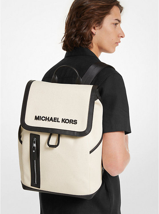 Michael Kors Brooklyn Cotton Canvas Men Backpack NATURAL | USAJPT2092