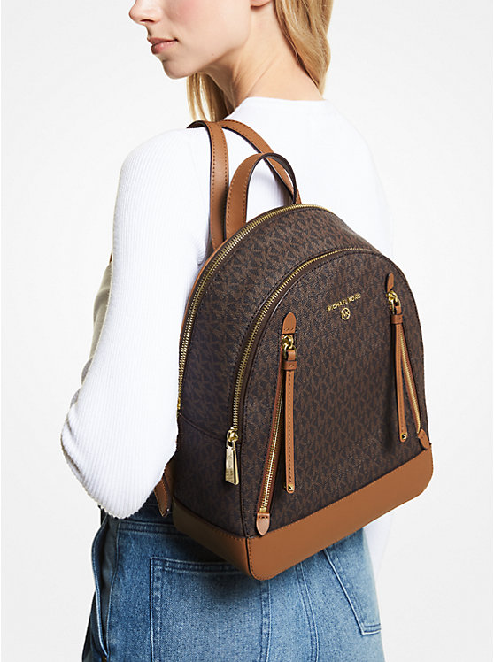 Michael Kors Brooklyn Medium Logo Women Backpack BRN/ACORN | USAKOO1070