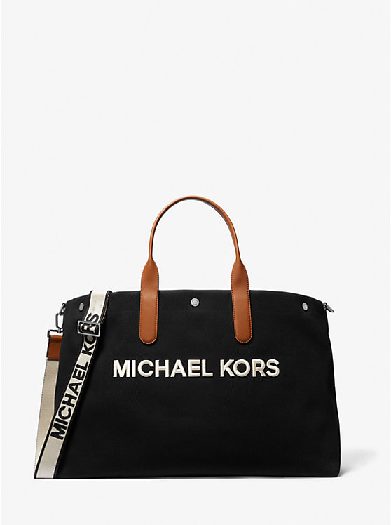 Michael Kors Brooklyn Oversized Cotton Canvas Tote Men Luggage BLACK | USAYXL2133