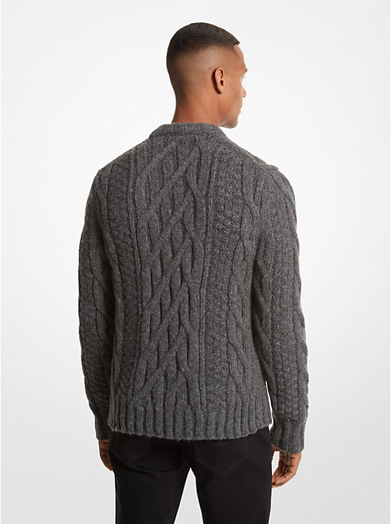 Michael Kors Cable Alpaca Blend Men Sweater ASH | USAOKK2240