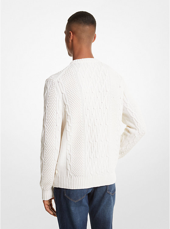 Michael Kors Cable Knit Men Sweater BONE | USAPJL2241