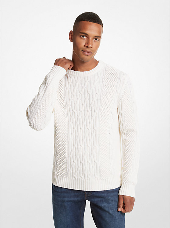 Michael Kors Cable Knit Men Sweater BONE | USAPJL2241