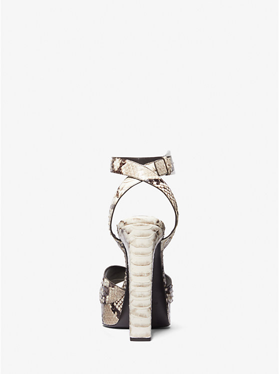 Michael Kors Cannon Python Embossed Leather Platform Women Sandals NATURAL | USAKOI1798