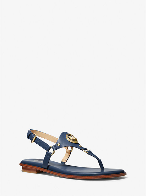 Michael Kors Casey Leather Women Sandals NAVY | USAFDS1802