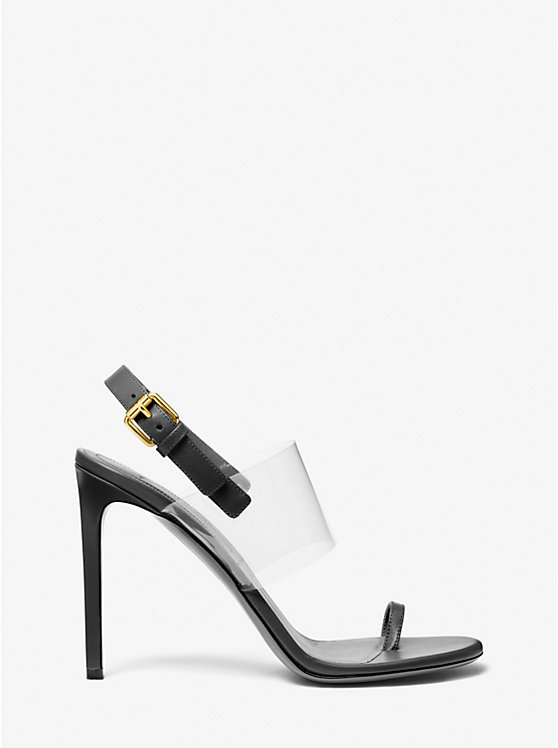 Michael Kors Catherine Leather and Vinyl Women Sandals BLACK | USAAHG1805