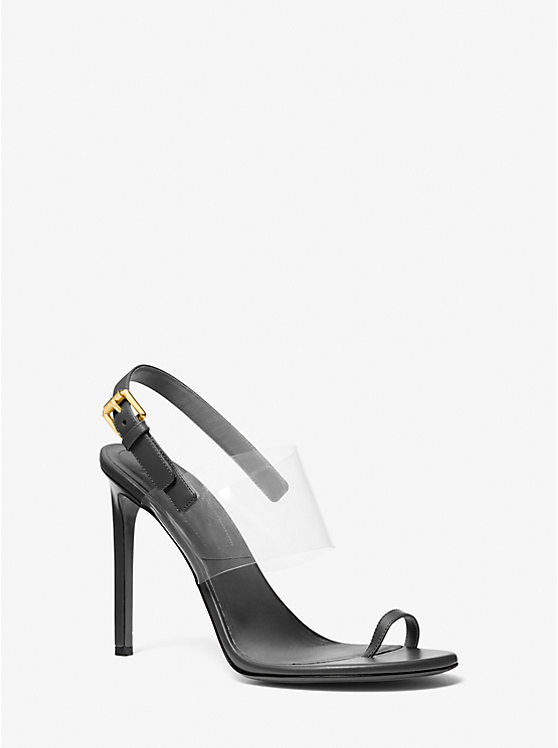 Michael Kors Catherine Leather and Vinyl Women Sandals BLACK | USAAHG1805