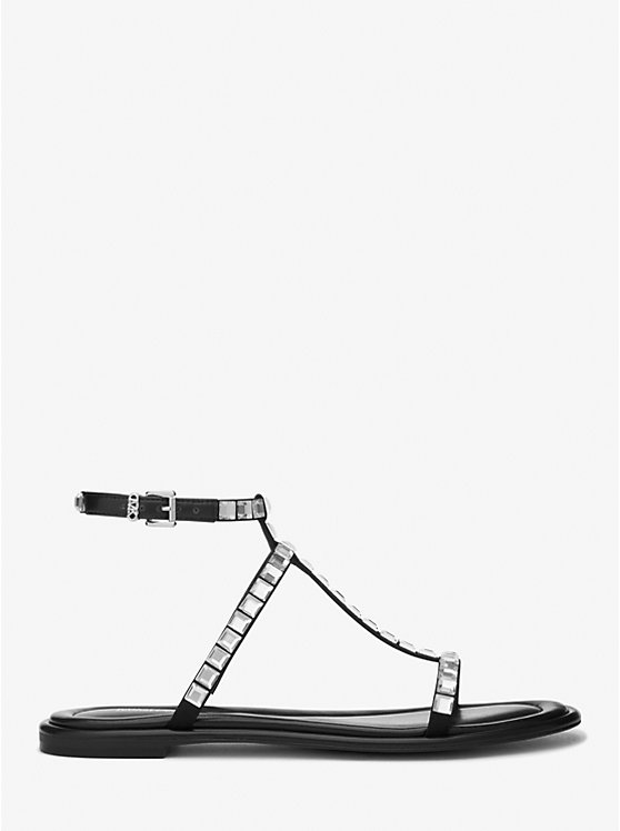 Michael Kors Celia Crystal Embellished Flat Women Sandals BLACK | USAOKJ1807