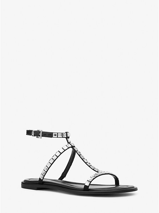 Michael Kors Celia Crystal Embellished Flat Women Sandals BLACK | USAOKJ1807