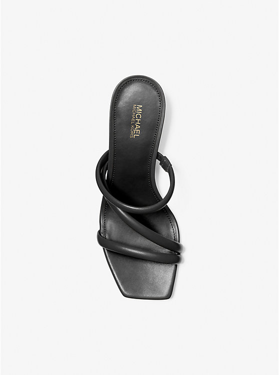 Michael Kors Celia Leather Kitten Women Sandals BLACK | USAYXZ1810