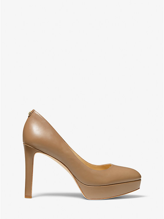 Michael Kors Chantal Leather Platform Women Pumps CASHEW | USAVRT1741