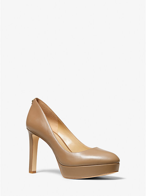 Michael Kors Chantal Leather Platform Women Pumps CASHEW | USAVRT1741