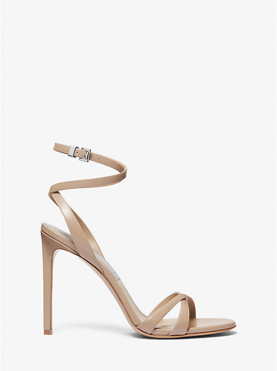 Michael Kors Chrissy Leather Women Sandals TAUPE | USAQMN1815