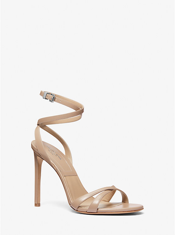 Michael Kors Chrissy Leather Women Sandals TAUPE | USAQMN1815