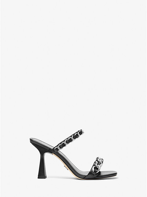 Michael Kors Clara Embellished Leather Women Sandals BLACK | USAYXR1821