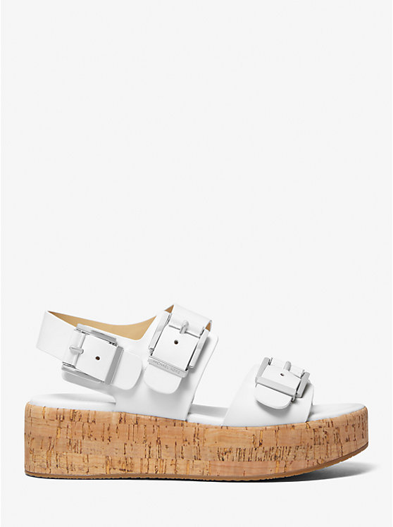 Michael Kors Colby Leather Flatform Women Sandals OPTIC WHITE | USAHAF1831