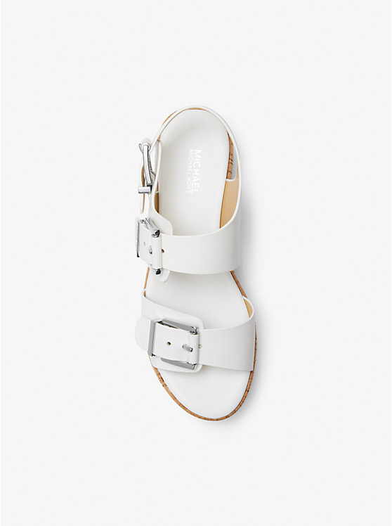 Michael Kors Colby Leather Flatform Women Sandals OPTIC WHITE | USAHAF1831