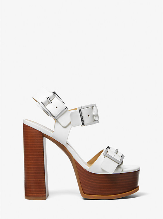 Michael Kors Colby Leather Platform Women Sandals OPTIC WHITE | USAJPG1832