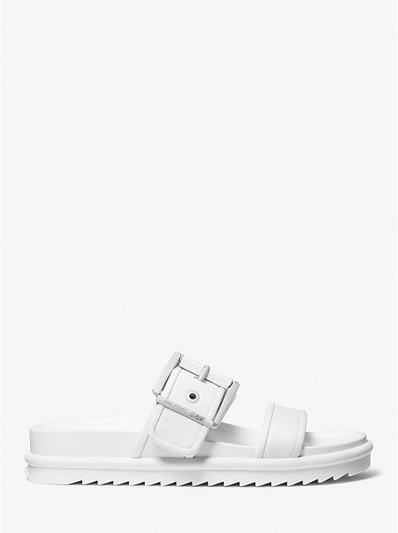 Michael Kors Colby Leather Slide Women Sandals OPTIC WHITE | USALIJ1834