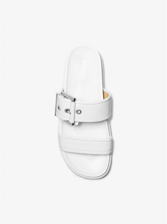 Michael Kors Colby Leather Slide Women Sandals OPTIC WHITE | USALIJ1834