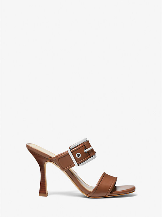 Michael Kors Colby Leather Women Sandals LUGGAGE | USAFDS1829