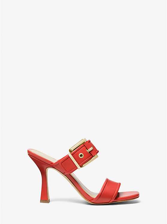 Michael Kors Colby Leather Women Sandals SPICED CORAL | USAGSD1830