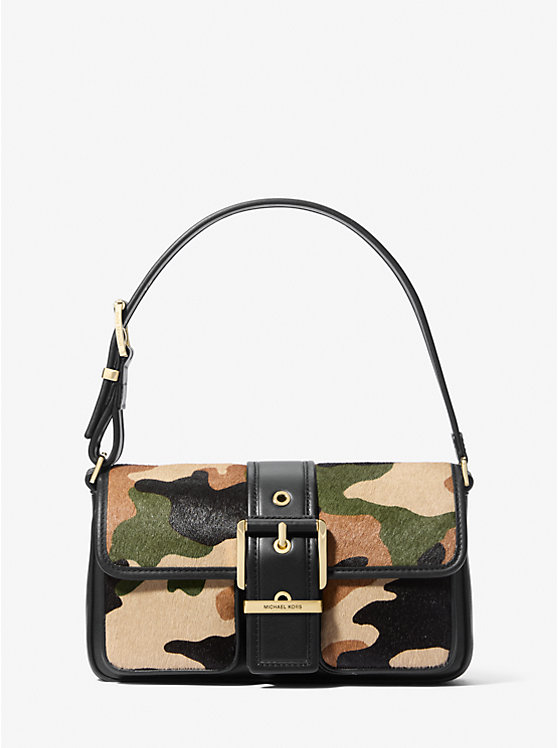 Michael Kors Colby Medium Camouflage Print Calf Hair Women Shoulder Bag Smoky Olive Multi | USAILG1184