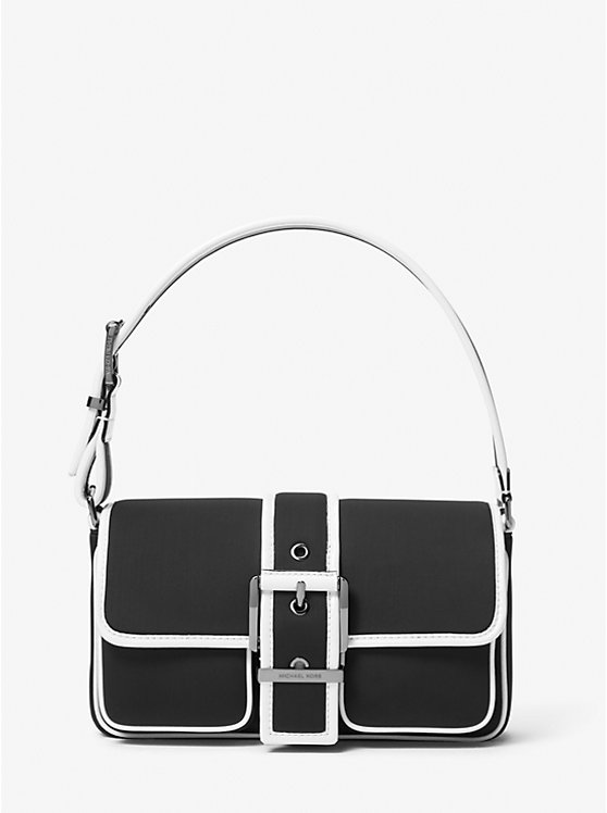 Michael Kors Colby Medium Two-Tone Neoprene Women Shoulder Bag BLACK/WHITE | USAQMC1191