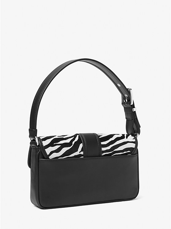 Michael Kors Colby Medium Zebra Print Calf Hair Women Shoulder Bag BLACK COMBO | USAQMV1192