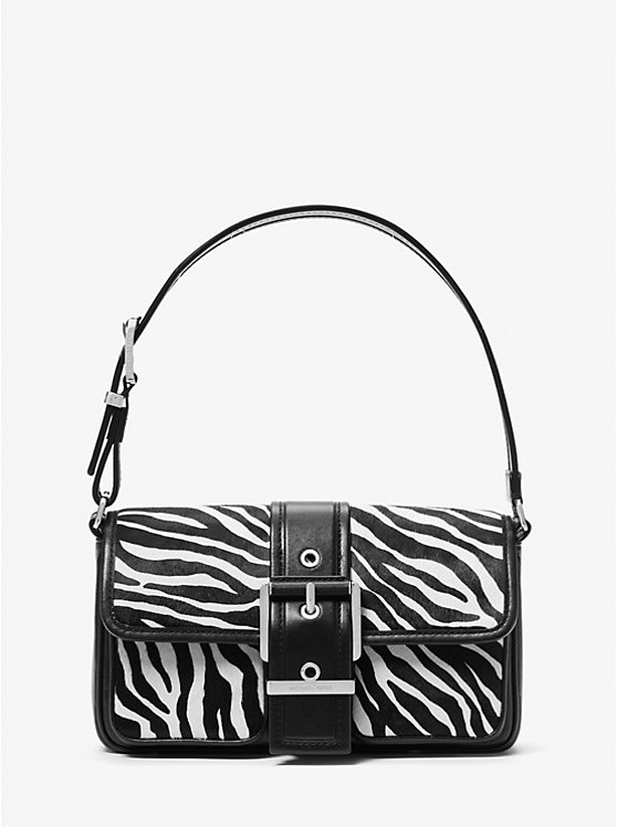 Michael Kors Colby Medium Zebra Print Calf Hair Women Shoulder Bag BLACK COMBO | USAQMV1192