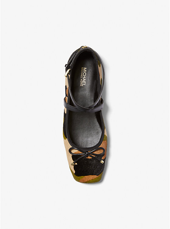 Michael Kors Collette Camouflage Print Calf Hair Ballet Women Flats Smoky Olive Multi | USACTM1681