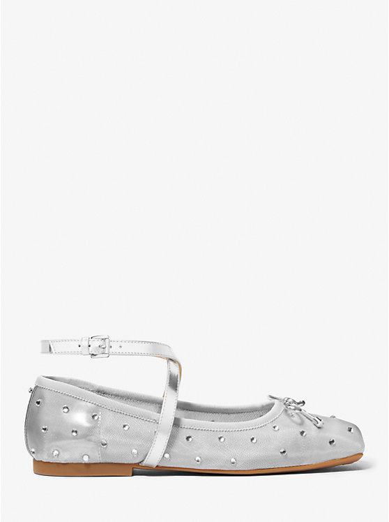 Michael Kors Collette Embellished Mesh Ballet Women Flats SILVER | USABEQ1683