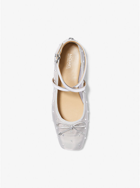 Michael Kors Collette Embellished Mesh Ballet Women Flats SILVER | USABEQ1683