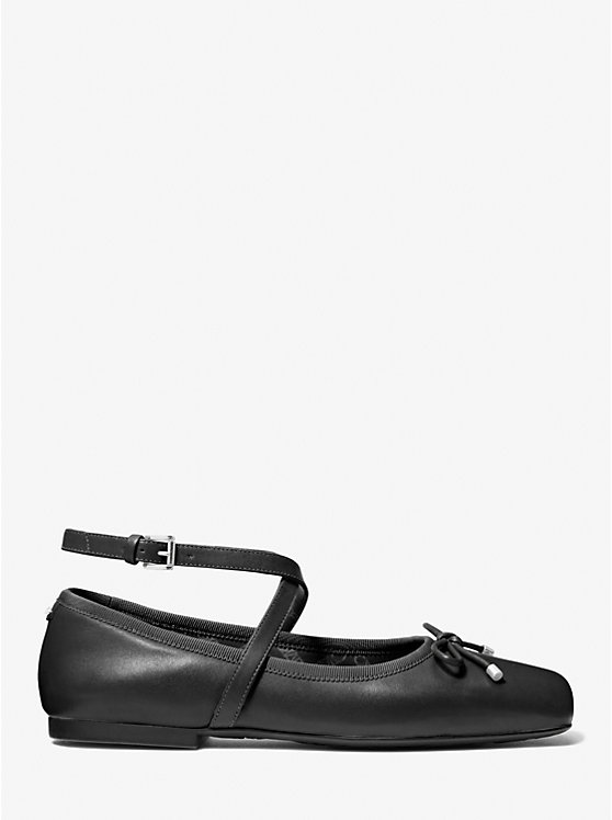 Michael Kors Collette Leather Ballet Women Flats BLACK | USANWW1684