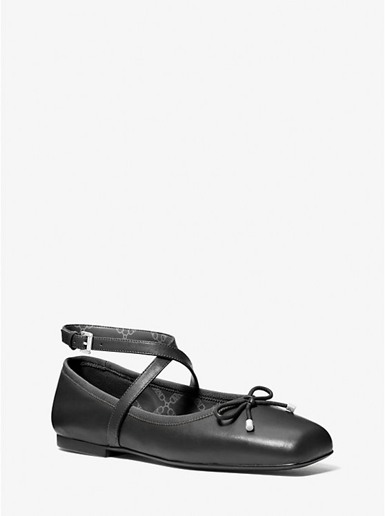 Michael Kors Collette Leather Ballet Women Flats BLACK | USANWW1684