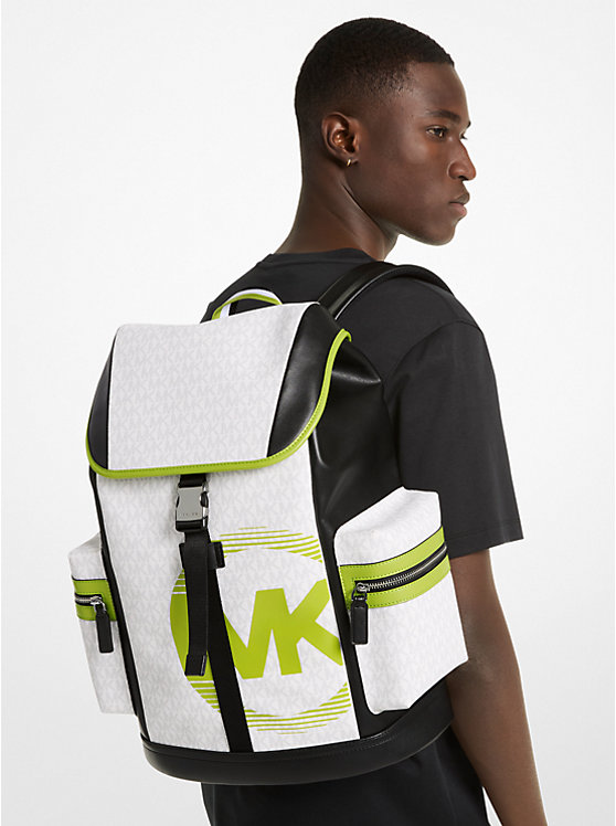 Michael Kors Cooper Logo Utility Men Backpack LIME | USALIU2094