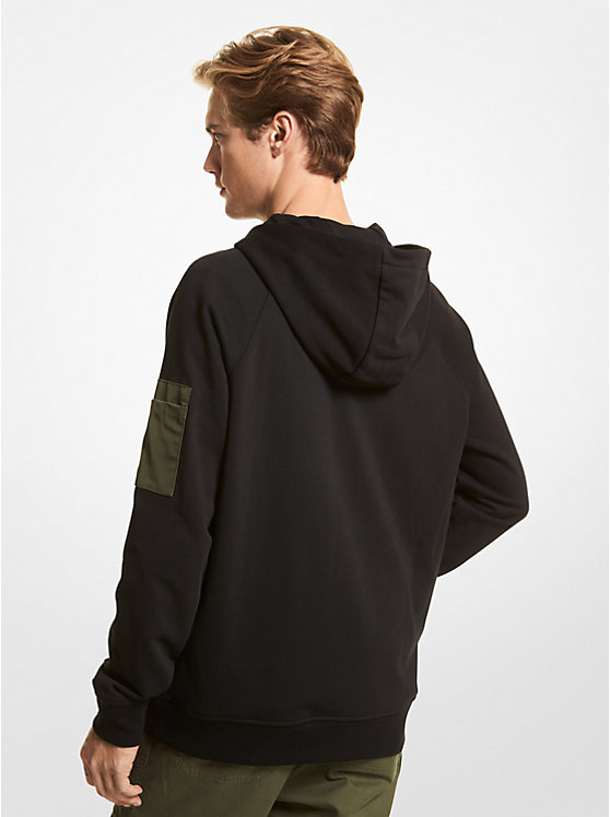 Michael Kors Cotton Blend Half-Zip Men Hoodie BLACK | USAEBS2234