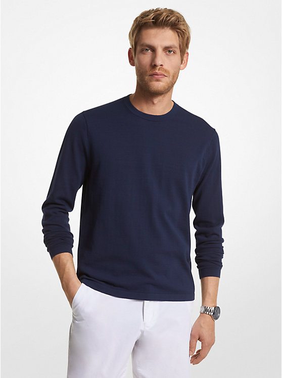 Michael Kors Cotton Jersey Crewneck Men Sweater MIDNIGHT | USAFDV2245