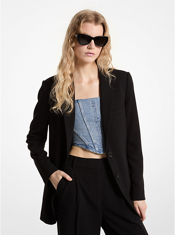 Michael Kors Crepe Boyfriend Blazer Women Jacket BLACK | USAPJM1357