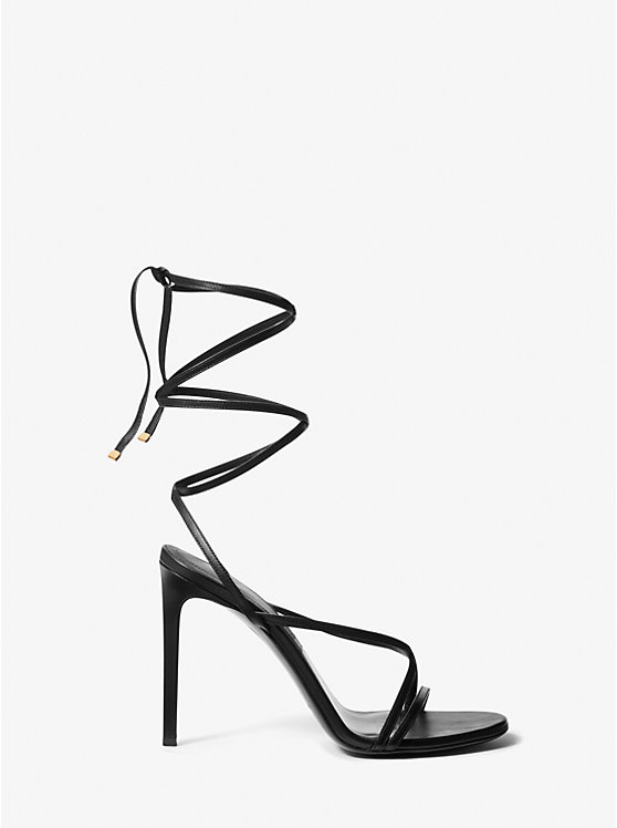 Michael Kors Dahlia Leather Lace-Up Women Sandals BLACK | USACTW1846