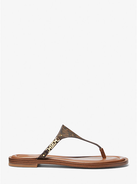 Michael Kors Daniella Empire Signature Logo Women Sandals BROWN | USAXYE1847