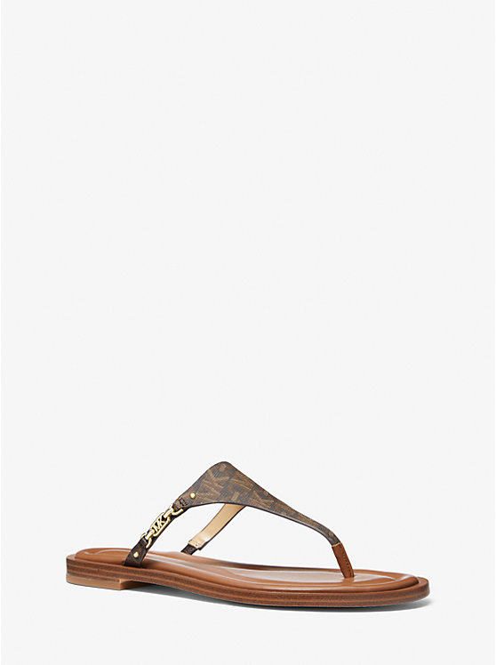 Michael Kors Daniella Empire Signature Logo Women Sandals BROWN | USAXYE1847