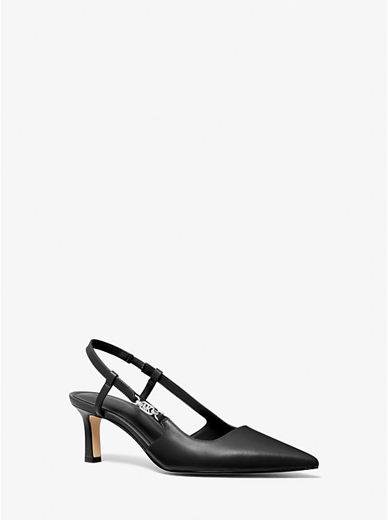 Michael Kors Daniella Leather Slingback Women Pumps BLACK | USACTY1742