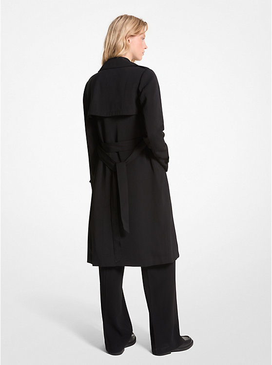 Michael Kors Draped Woven Trench Coat Women Jacket BLACK | USAGSR1362