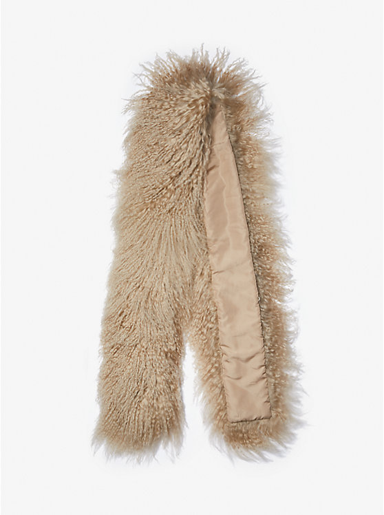 Michael Kors Dyed Mongolian Shearling Women Scarf CAMEL | USACTU1014