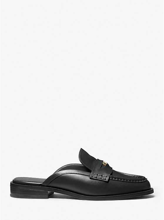 Michael Kors Eden Leather Mule Women Flats BLACK | USANWT1687