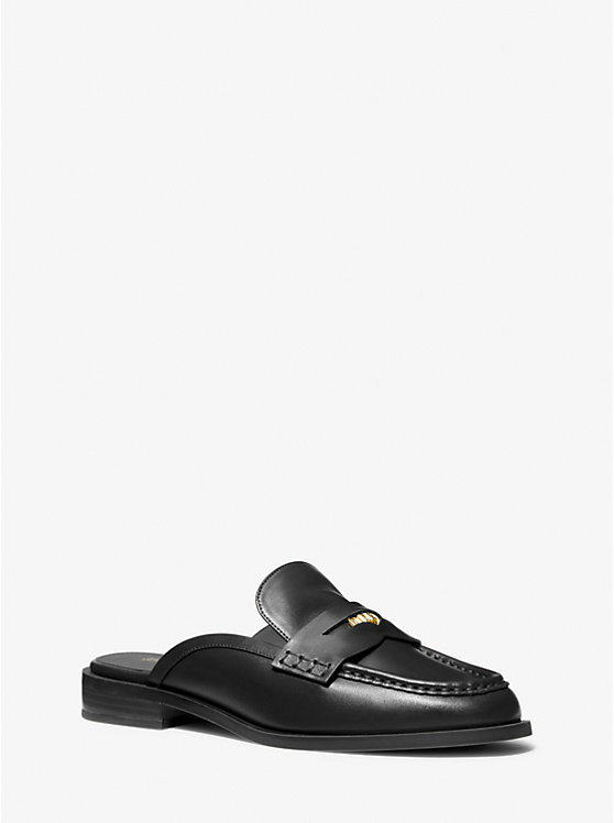 Michael Kors Eden Leather Mule Women Flats BLACK | USANWT1687