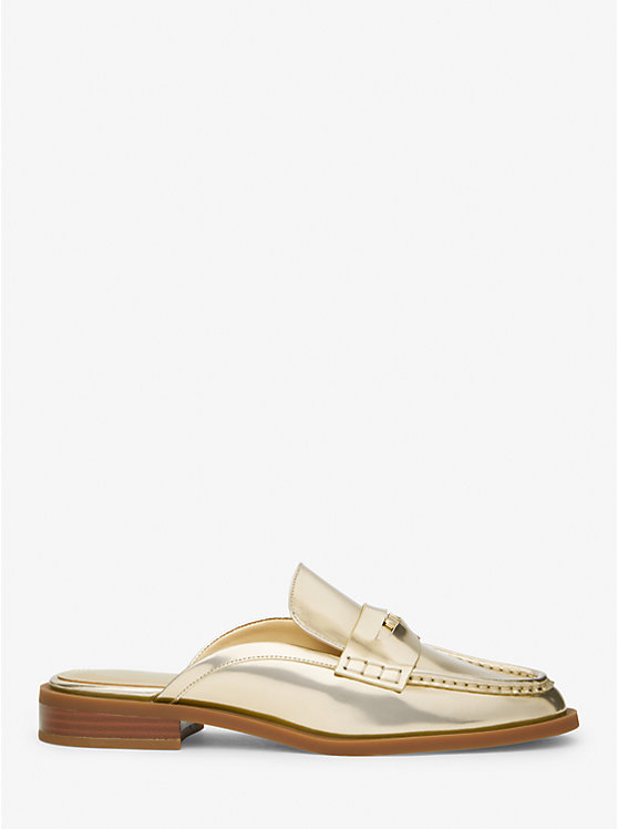 Michael Kors Eden Metallic Leather Mule Women Flats PALE GOLD | USABEY1688