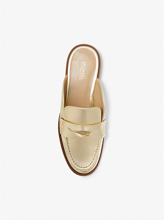 Michael Kors Eden Metallic Leather Mule Women Flats PALE GOLD | USABEY1688